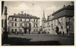 Hradek nad Nisou (Grottau) square with NS decoration