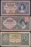 Kis pengő bankjegy tétel 1930. 100P (2x) + 1944. 100P + 1945. 100P (6x) + 500P (9x) + 1000P (2x) + 1...
