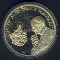 1991. "Napjaink magyar történelme - II. János Pál Pápa látogatása-Budapest" nagyalakú, piefort (vastag), aranyozott emlékérem (d:65mm) T:PP