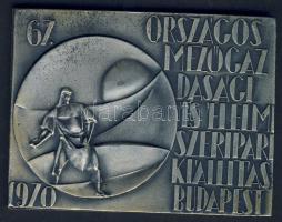 1970. Kiss Nagy András 67. Országos Mezőgazdasági és Élelmiszeripari Kiállítás fém emlékplakett T:2