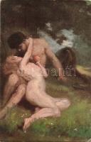 4 db régi Művészeti képeslap / 4 Art reproduction cards