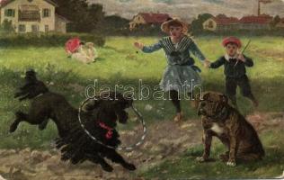 4 db régi Művészeti képeslap / 4 Art reproduction cards