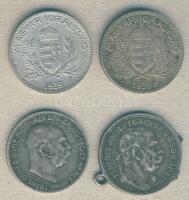 1915KB 1K Ag + 1939. 1P Ag (2x) + Ausztria 1915. 1K Ag T:2,3 (f. fny.)