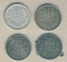 1915KB 1K Ag + 1939. 1P Ag (2x) + Ausztria 1915. 1K Ag T:2,3 (f. fny.)