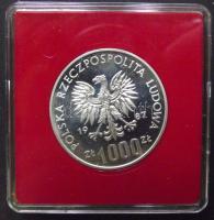 Lengyelország 1987. 1000Zl Ag próba! "Wratislavia" T:PP eredeti tokban!