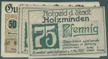 Német Birodalom/Weimari Köztársaság/ Holzminden 1922. 25Pf + 50Pf + 75Pf 3klf db, teljes sor T:I + Német Birodalom/Weimari Köztársaság / Esens 10Pf + 25Pf + 50Pf T:I,II+