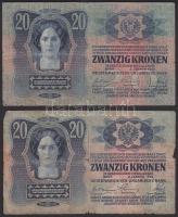 1912. 100K (2x) egyik "Magyarország" körbélyegzővel + 1913. 20K I.Kiadás (2x) + 1914. 50K ...