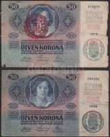 1912. 100K (2x) egyik "Magyarország" körbélyegzővel + 1913. 20K I.Kiadás (2x) + 1914. 50K ...