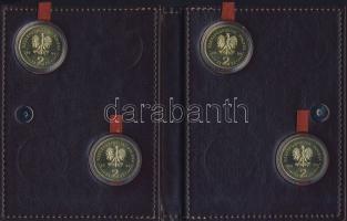 Lengyelország 2004-2005. 2ZL (4x) klf aranyozott emlékkiadás, eredeti bőrtokban T:BU