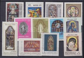 Argentina 1973-1988 12 Christmas stamps, Argentína 1973-1988 12 db karácsony bélyeg