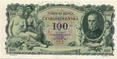 Csehszlovákia 1931. 100K "SPECIMEN" lyukasztással T:I