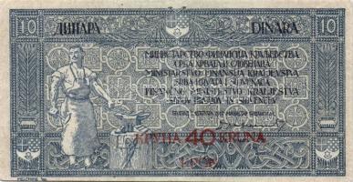 Jugoszlávia 1919. 10D 40K felülnyomással T:II-/III+