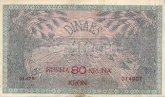 Jugoszlávia 1919. 20D 80Kr felülnyomással T:III restaurált