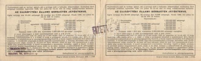 1946. "Újjáépítési Állami Sorsjáték" fél-sorsjegy 10.000AP "A" és "B" ...