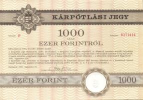 1991. Kárpótlási jegy 1000Ft-ról "P" sorozat T:I-