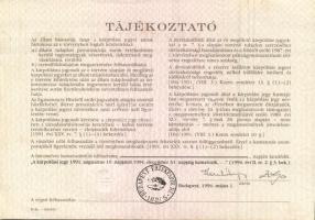 1991. Kárpótlási jegy 1000Ft-ról "P" sorozat T:I-