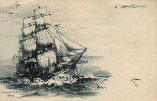 Schulschiff Gneisenau etching