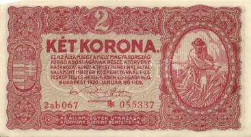 1920. 2K "2ab / csillag" (4x) közte sorszámkövetéssel is T:II+ hajtatlanok