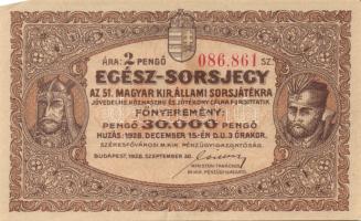 1928. " 51. Magyar Kir. Állami Sorsjátékra" egész sorsjegy 2P T:II