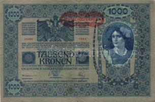 1902. 1000K (2x) vízszintes "Deutschösterreich" felülnyomással T:III,III-