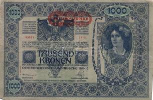 1902. 1000K (2x) vízszintes "Deutschösterreich" felülnyomással T:III,III-