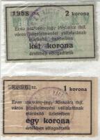 Miskolc 1916. 1K (fordított perf.) + 2K "MISKOLCZ" perforációval, lepecsételéssel T:I