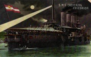 SMS Erzherzog Friedrich at night