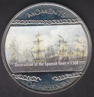 Libéria 2004. 10$ "Szabadság pillanatai-Spanyol flotta megsemmisítése" multicolor tanúsítvánnyal T:PP