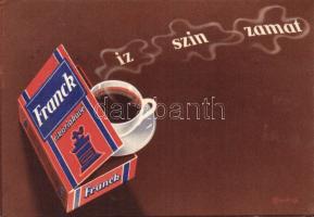 2 db egyforma Franck cikóriakávé reklámlap, különleges bélyegzésekkel (Őszi vásár, BNV)