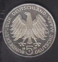 NSZK 1977 5DM Ag "Gauss" tanúsítvánnyal T:PP