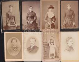 cca 1870-1890 8 db nőket ábrázoló keményhátú fotó / women 8 vintage photos 7x9 cm