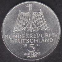 NSZK 1971. 5M Ag "Dürer" T:2+