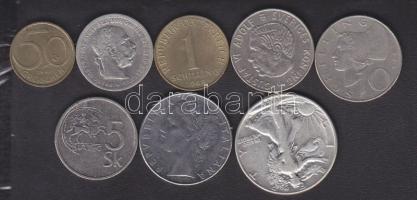 Kis világpénz tétel ezüstökkel: Ausztria 1901. 1K Ag + USA 1944. 1/2$ "Walking Liberty" összesen 8db T:vegyes