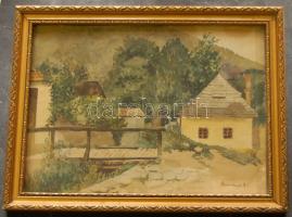 Szontagh A. jelzéssel: Faluvég, akvarell-papír, keretben 32x26 cm