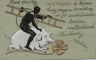 New Year chimney sweeper, pig Emb.