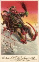 Krampus carriage litho