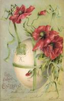 Easter, floral egg litho