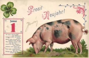 New Year, pig litho