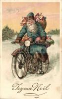 Santa, motorcycle litho