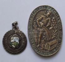 2db Szent Flórián érem, mint a tűzvészek elhárítója és az árvizekből mentő T:2,3+ zománc hiba