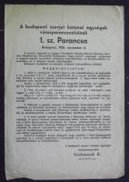 1956 A budapesti szovjet katonai egységek parancsnokának 1 sz. parancsa falragasz 21x30 cm