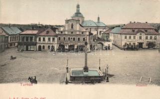 Turnov main square with the shops of Vilem Faltyn, Karel Ruzicka, the Restaurant U Zlateho Orla and the inn of Brzobohaty