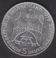 NSZK 1978. 5M Ag "Gustav Stresemann" tanúsítvánnyal T:2+