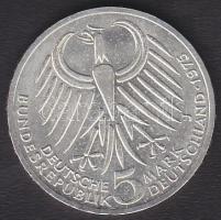 NSZK 1975J 5M Ag "Friedrich Ebert" tanúsítvánnyal T:2+