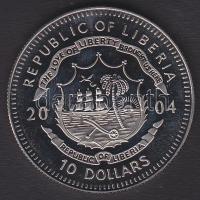 Libéria 2004. 10$ bimetál színes fémpénz "1456-Nándorfehérvár" Hungarika! tanúsítvánnyal T...