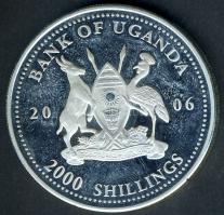 Uganda 2006. 2000Sh Ag "Futball hírességei - Josef Masopust" T:PP tanúsítvánnyal!