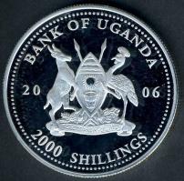 Uganda 2006. 2000Sh Ag "Futball hírességei - Franz Beckenbauer" T:PP tanúsítvánnyal!