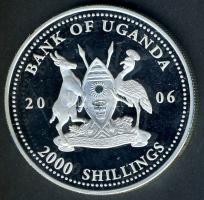 Uganda 2006. 2000Sh Ag "Futball hírességei - Puskás Ferenc" T:PP tanúsítvánnyal! HUNGARIKA