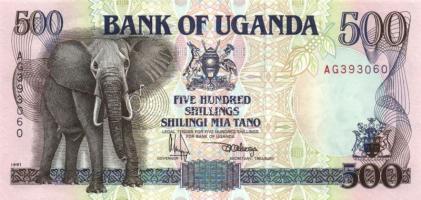Uganda 1991. 200Sh + 500Sh + 1996. 100Sh + 2005. 1000Sh T:I