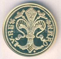 "Magyar aranypénzek utánveretben - Károly Róbert aranyforint" aranyozott Ag emlékérem 5.5g T:PP tanúsítvánnyal, csak 2009db!